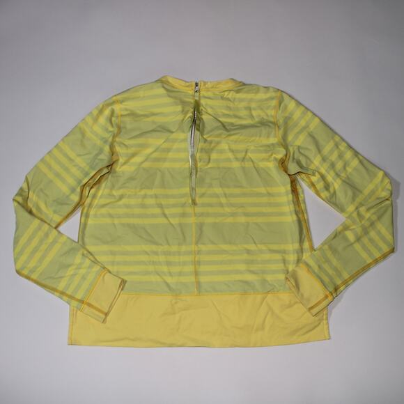 Lululemon Yellow Long Sleeve Striped Top With Quarter Zip Size 8 - Picture 2 of 2